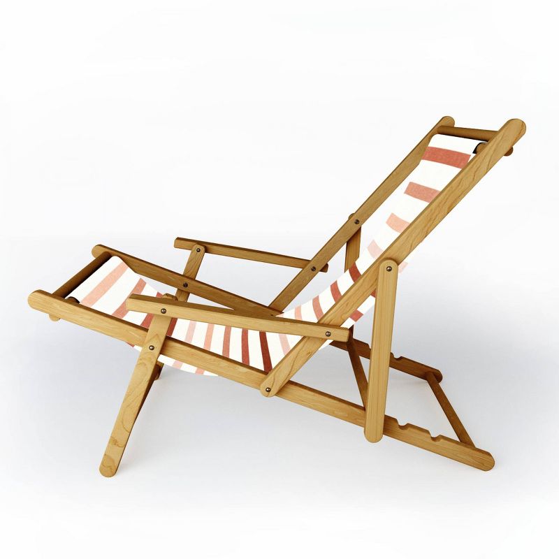Little Arrow Design Co Terra Cotta Stripes Sling Chair - UV-Resistant, Water-Proof, Adjustable Recline, Collapsible Wood Frame - Deny Designs, 3 of 4