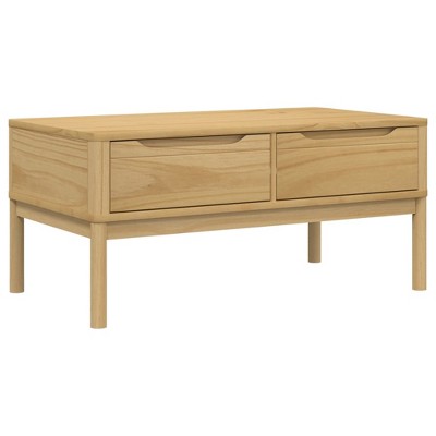 vidaXL Coffee Table Wax brown Solid pine wood Medium Storage