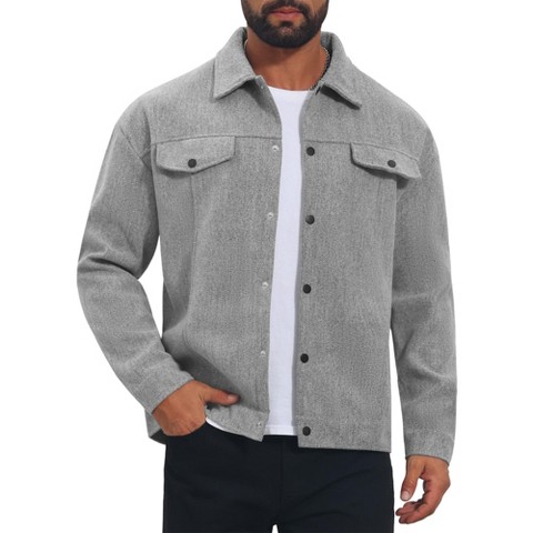 Мужские куртки INSPIRE CHIC Men's Casual Lapel Button Long Sleeves Trucker Jacket Small Khaki