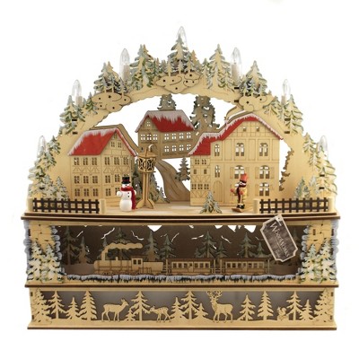 Christmas 17.25" Led Laser Cut 3  Level Town Village Train Woods  -  Decorative Figurines