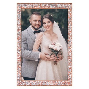 REGALWOVEN Wedding Gift Home Tabletop Decor Shiny Metal Photo Frame with Real Glass - 1 of 4
