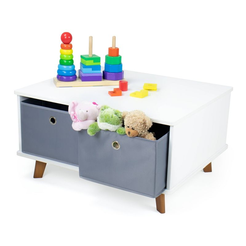 Morgan Mid-Century Kids&#39; Activity Table with Fabric Storage Bins White/Gray - Humble Crew, 5 of 7