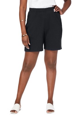 Jessica London Women's Plus Size Soft Ease Knit Shorts - L, Black : Target