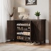 4 Tier Shoe Storage Cabinet, Freestanding Adjustable Shelf Organizer with 3 Barn Doors, Wood Entryway Shoe Rack for Hallway, Entryways - 2 of 4