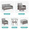 Sonkuki 8 Pieces Patio Sofa with Swivel Rocking Chairs Set, All-Weather PE Rattan Conversation Couch with Cushion - 3 of 4