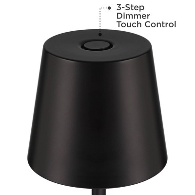 Set of 2 Matte Black Metal Cordless Accent Table Lamps