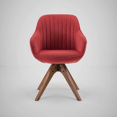 Art Leon Comfortable Fabric Swivel Accent Chair with Solid Oak Wood Legs