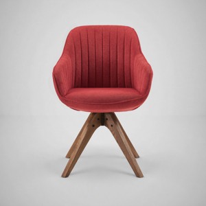 Art Leon Comfortable Fabric Swivel Accent Chair with Solid Oak Wood Legs - 1 of 3
