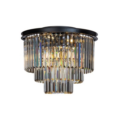 ALOADECOR 6-Lights Modern 3-Tier Round Crystal Flush Mount Ceiling Light with Crystal Accent