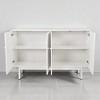 Modern 4-Door Storage Cabinet with Intaglio Design, Adjustable Shelf, Solid Pine Legs & Wood Pulls, Buffet Sideboard for Dining Room and Kitchen - 4 of 4