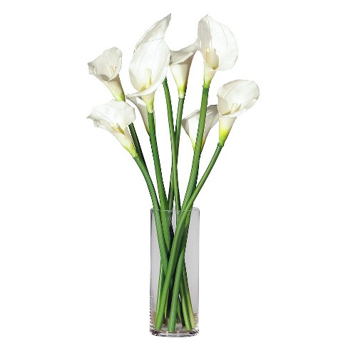 24 X 11 Artificial Calla Lilies In Glass Vase White Vickerman