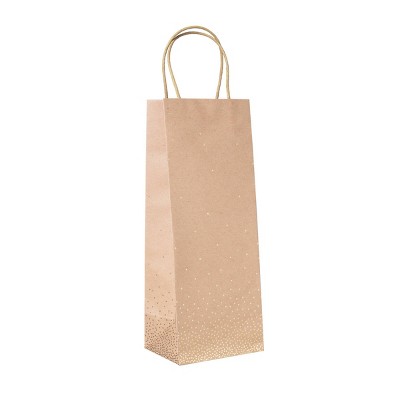 XSmall Foil Scattered Dots Wine Gift Bag Brown - Spritz™