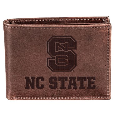 Evergreen NCAA North Carolina State Wolfpack Brown Leather Bifold Wallet Officially Licensed with Gift Box