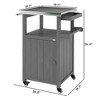 Outdoor Grill Cart with Stainless Steel Top, Solid Wood Outdoor Kitchen Island with Wheels, Integrated Hole - 3 of 4