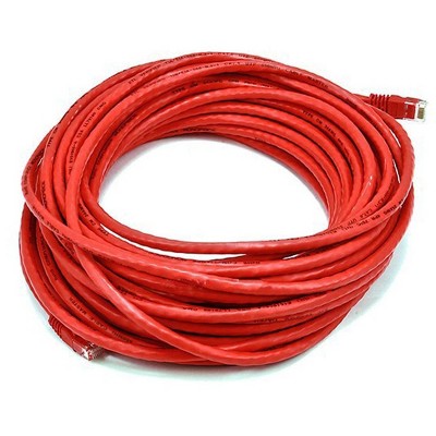 Monoprice Cat6 Ethernet Patch Cable - 50 Feet - Red | Network Internet Cord - RJ45, Stranded, 550Mhz, UTP, Pure Bare Copper Wire, 24AWG