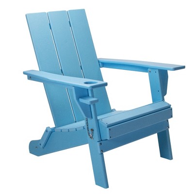 Infurnic Patio Accent Chairs, Portabl eAdirondack Chairs with Wide Armrests and High Back Support for Garden Backyard Patio, Blue, 27"*32"*35"