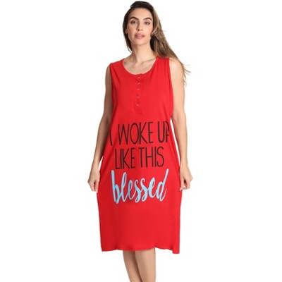 Just Love Womens Nightgown - Sleeveless Henley Oversized Sleepwear Gown