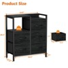 Aoibox 5 Drawer Black Dresser with 2 Tier Shelf Small Fabric Storage Chest Sturdy Metal Frame Modern Organizer Cabinet for Bedroom - 3 of 4