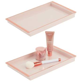 mDesign Guest Paper Hand Towel Storage Tray for Vanity, 2 Pack - Pink/Rose Gold