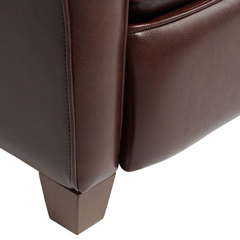 Elm Lane Livorno Chocolate Genuine Leather Recliner Chair Modern Armchair Comfortable Push Manual Reclining Footrest Tufted for Bedroom Living Room, 5 of 10