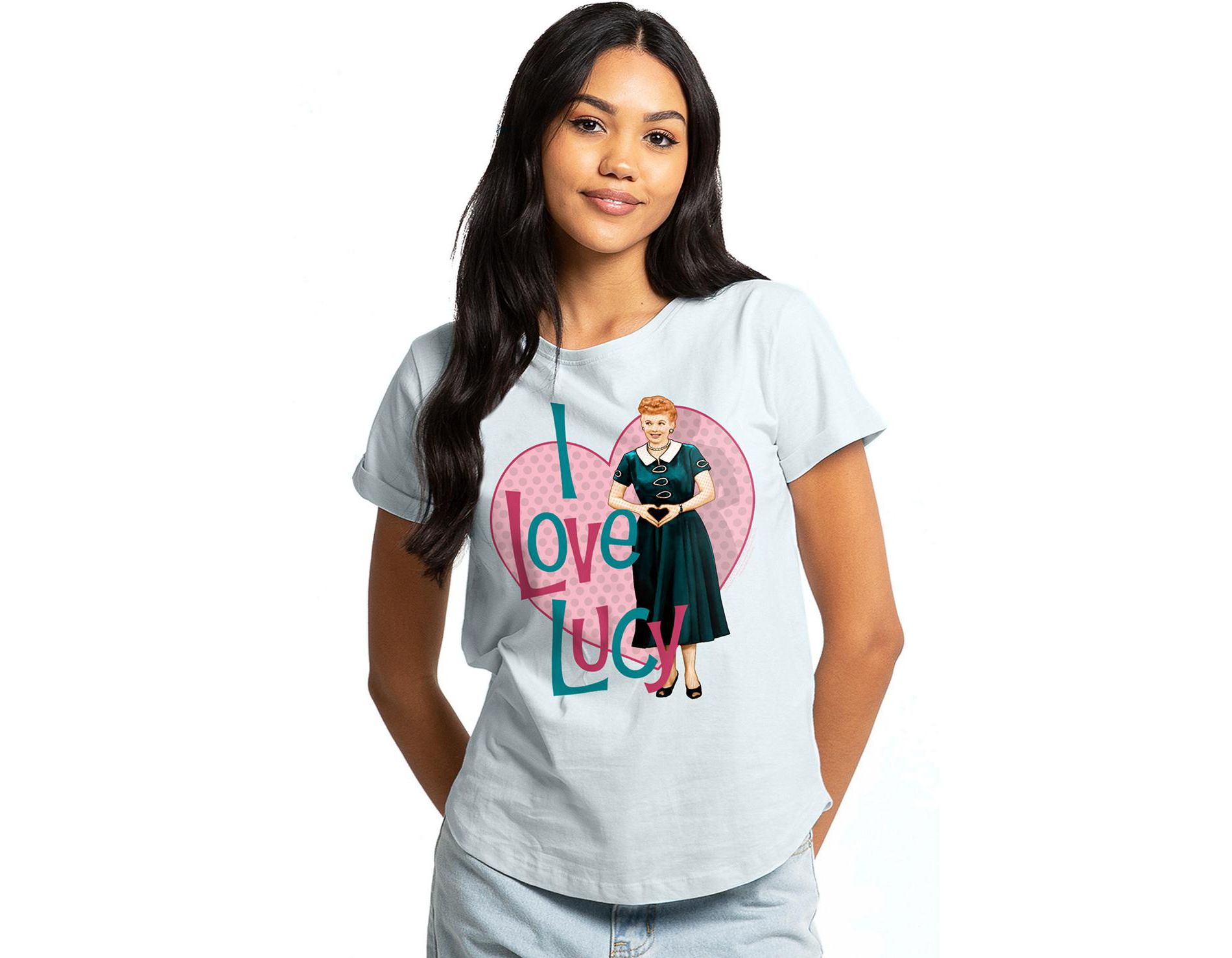 Women's I Love Lucy Heart You Rolled Sleeve Fashion T-Shirt
