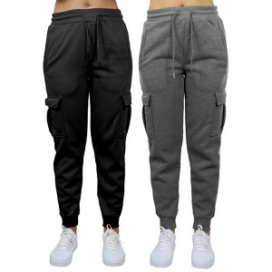 Blue Ice Apparel Women's Heavyweight Loose Fit Fleece-Lined Cargo Jogger Pants-2 Pack - 1 of 4