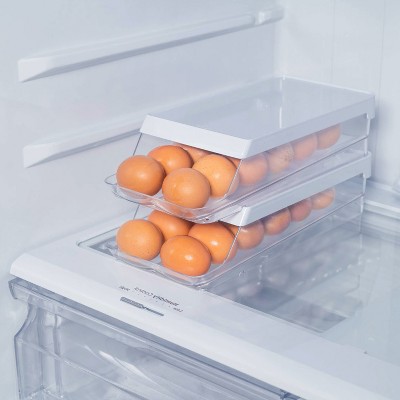 OU Egg Holder for Fridge, Rolling Egg Organizer for Refrigerator Organization, Clear Stackable Container for Kitchen Organizers and Storage, BPA Free — фото 4