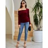 WhizMax Off The Shoulder Tops for Women Plus Size Cross Wrap Velvet Tee Shirt Blouse - 4 of 4
