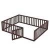 CAVINAS Queen Size Wood Montessori Bed,Modern Floor Bed Frame with Safety Fence and Door,Toddler Bed for Bedroom,Walnut - 4 of 4