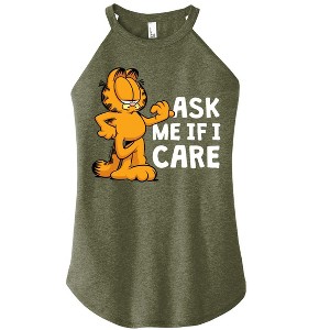 Women's - Garfield - Ask Me If I Care Graphic High Neck Tank - 1 of 3
