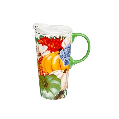 Evergreen Ceramic Travel Cup With Box, Desert Cacti Floral- 17 Oz