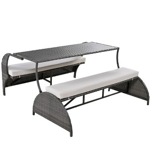 CLIHOME Outdoor Loveseat and Convertible to Four Seats, Suitable for Gardens and Lawns - 1 of 4