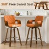 Bekrvio 26" Swivel Counter Stools with Back & Arms, Faux Leather Mid-Century Bar Stools for Kitchen Island, Walnut Frame, Set of 1/2/3/4 - 4 of 4