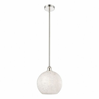 White Mouchette - 1 Light Stem Hung Pendant In Modern Style-13 Inches Tall and 12 Inches Wide