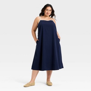 knee length dresses for ladies Ribbed Bodycon Dress – Navy Blue