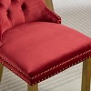 SEVOBAL Dining Chairs Set of 2 Modern Tufted Linen Upholstered Chairs with Solid Wood Legs Nailhead Trim for Dining Room, Red, 25.5"*19.7"*37.4" - 2 of 4