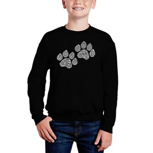 LA Pop Art Woof Paw Prints - Boy's Word Art Crewneck Sweatshirt - 1 of 3