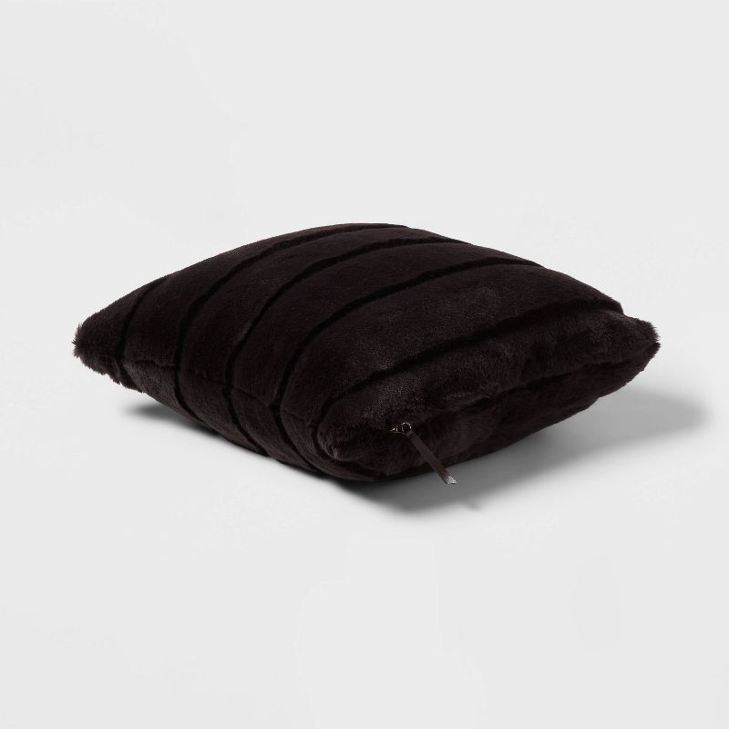Square Faux Fur Channeled Decorative Throw Pillow - Threshold™, 4 of 6
