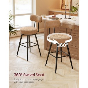 Set of 2 Modern Swivel Bar Stools with Boucle Fabric, 360° Rotation and Wide Seat, 25.4" Counter Height Stools with Backrest - 1 of 4