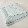 Solid Color Checkered Cooling Blanket, Lightweight & Breathable Summer Quilt, Washable Cooling-Tech Fabric, 86"x79", Green - 4 of 4