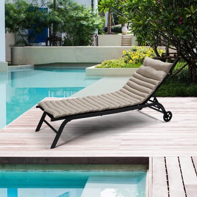 FURNIinspire Outdoor Seat Cushions 2pcs Waterproof Chaise Lounge Cushion Replacement, Breathable Outdoor Cushion Set, Brown, 76"*23.61"*2.36"