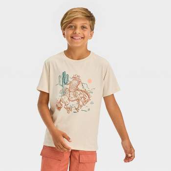 Boys' Short Sleeve Cowboy Armadillo Graphic T-Shirt - Cat & Jack™ Cream