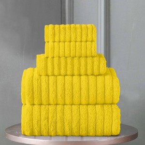 BAGOKIE 100% Turkish Cotton Corduroy Ribbed Bath Towels 6-Piece Set - 1 of 4