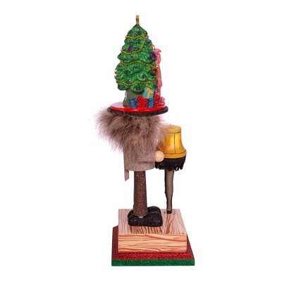 15-Inch Glittered Christmas Nutcracker with Leg Lamp and Tree Hat