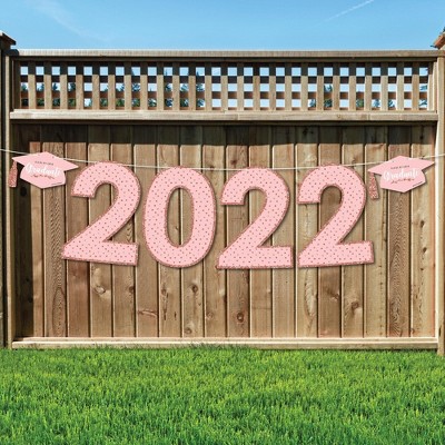 Big Dot of Happiness Rose Gold Grad - Large Graduation Party Decorations - 2022 - Outdoor Letter Banner