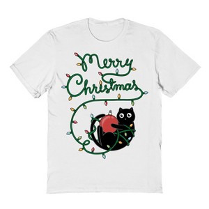 Rerun Island Men's Cat Merry Christmas Short Sleeve Graphic Cotton T-Shirt - 1 of 1