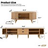 TiramisuBest Wooden TV Stand & Coffee Table Set, Oval Fluted Media Console with Charging Station for TVs up to 80" ,Walnut - 3 of 4