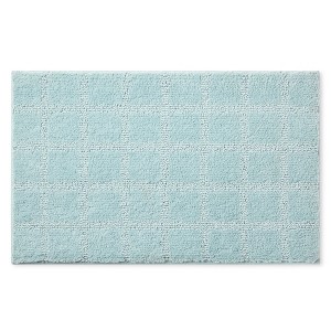 TOWN & COUNTRY EVERYDAY Ultra Plush Solid Tufted Windowpane Bath Mat, Soft and Absorbent Tufted Floor Mat, Machine Washable, Aqua Blue, 20"x32" - 1 of 4