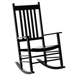 Outdoor Rocking Chair, Patio Rocking Chair with Smooth Curves, High Density Wooden Rockers for Lawn Garden Porch, Supports Up to 350lbs - 1 of 4