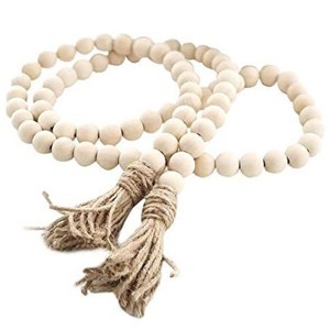 Aoibox Farmhouse Wood Bead Garland with Tassels, Rustic Country Decor, Prayer Boho Beads, Big Wall Hanging Decoration for Home - 1 of 4